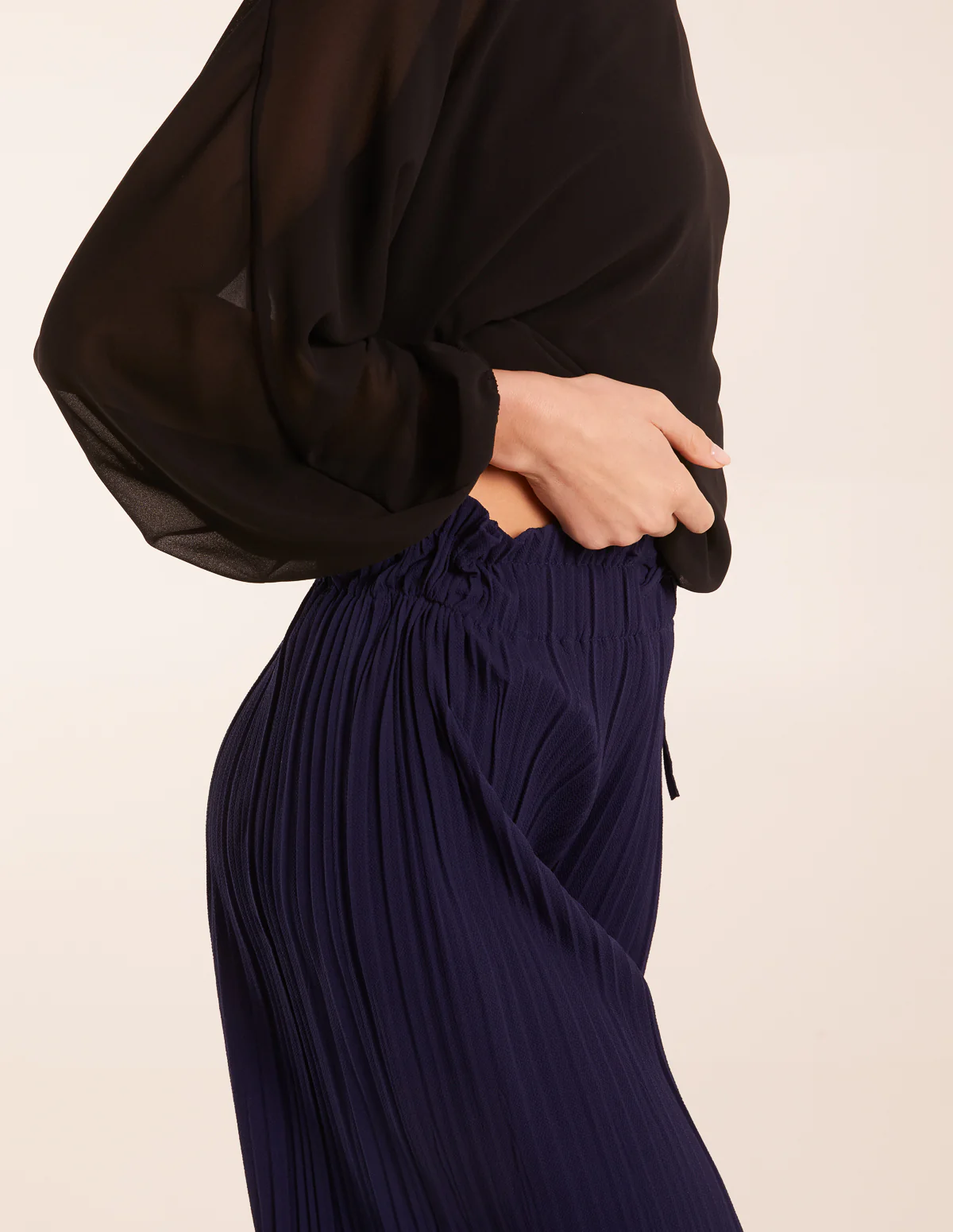 Wide Leg Pleated Trousers - Image 3