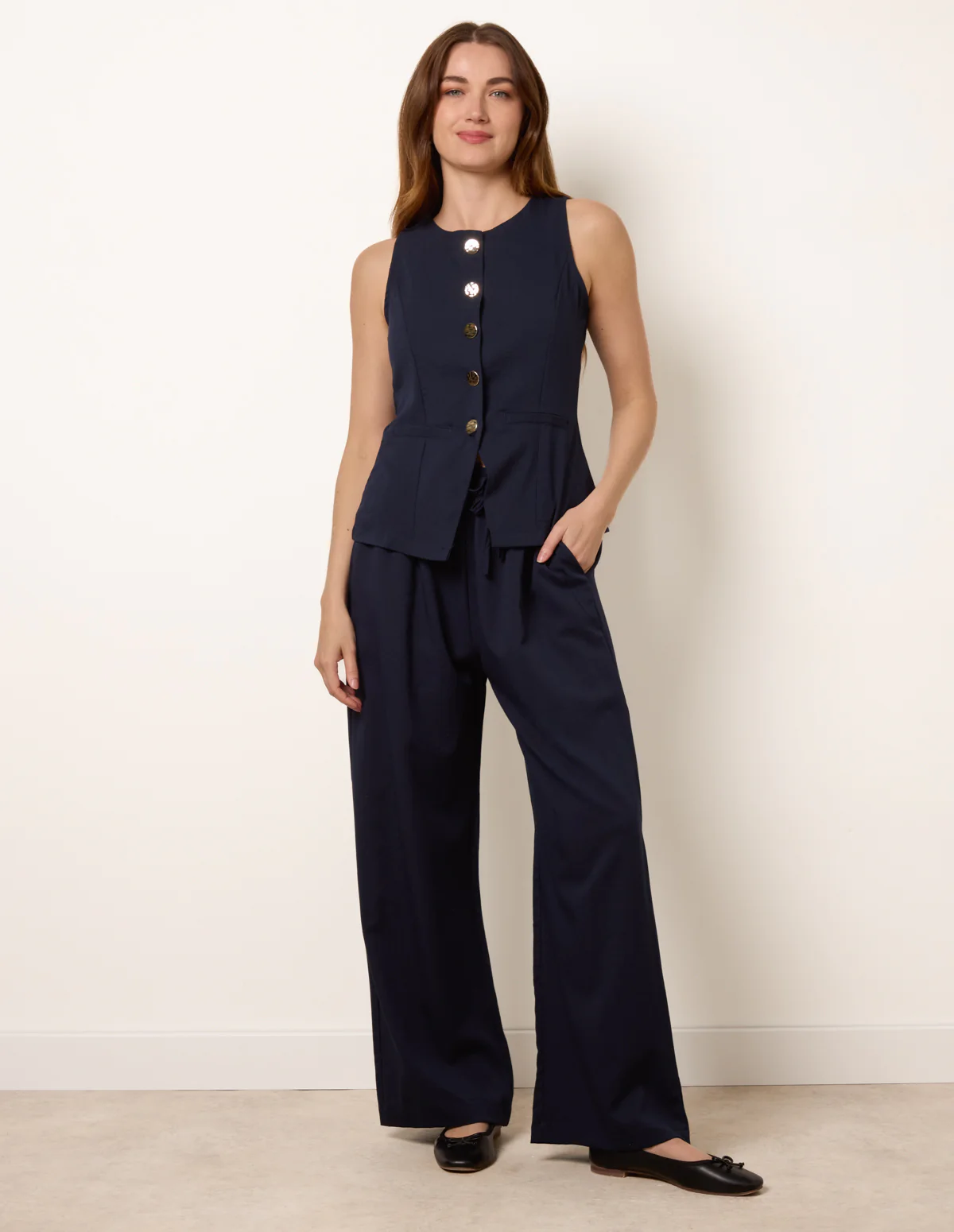 Round Neck Button Through Vest & Trouser Set - Image 3