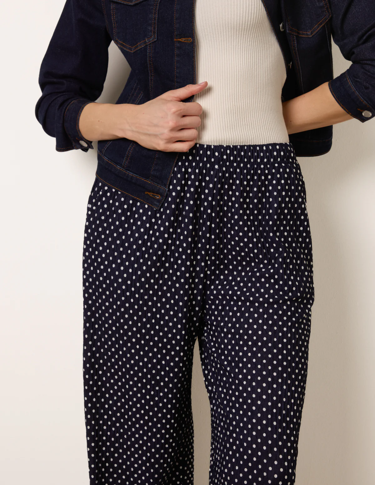 Spot Print Crinkle Wide Leg Trousers - Image 3