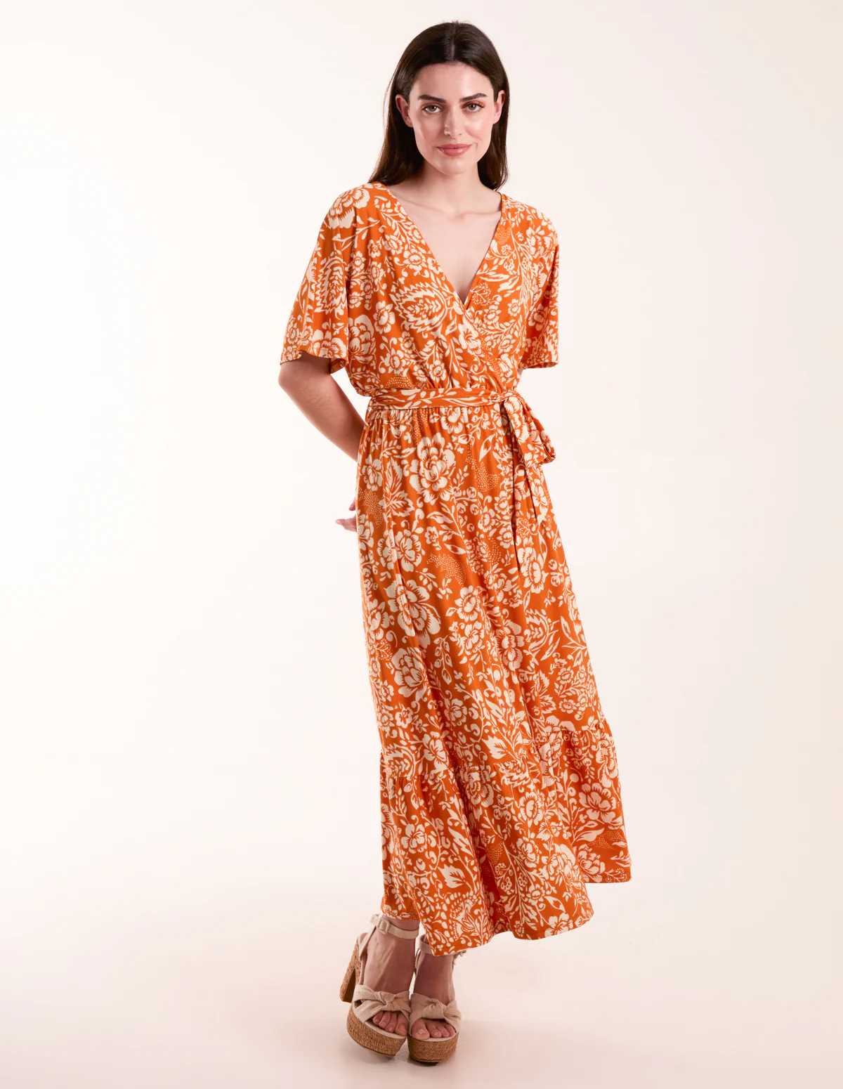 Double V Midi Dress With Tassel Tie - Image 4