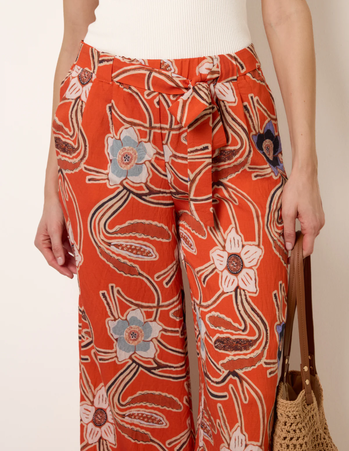 Paper Bag Tie Waist Wide Leg Trousers - Image 3