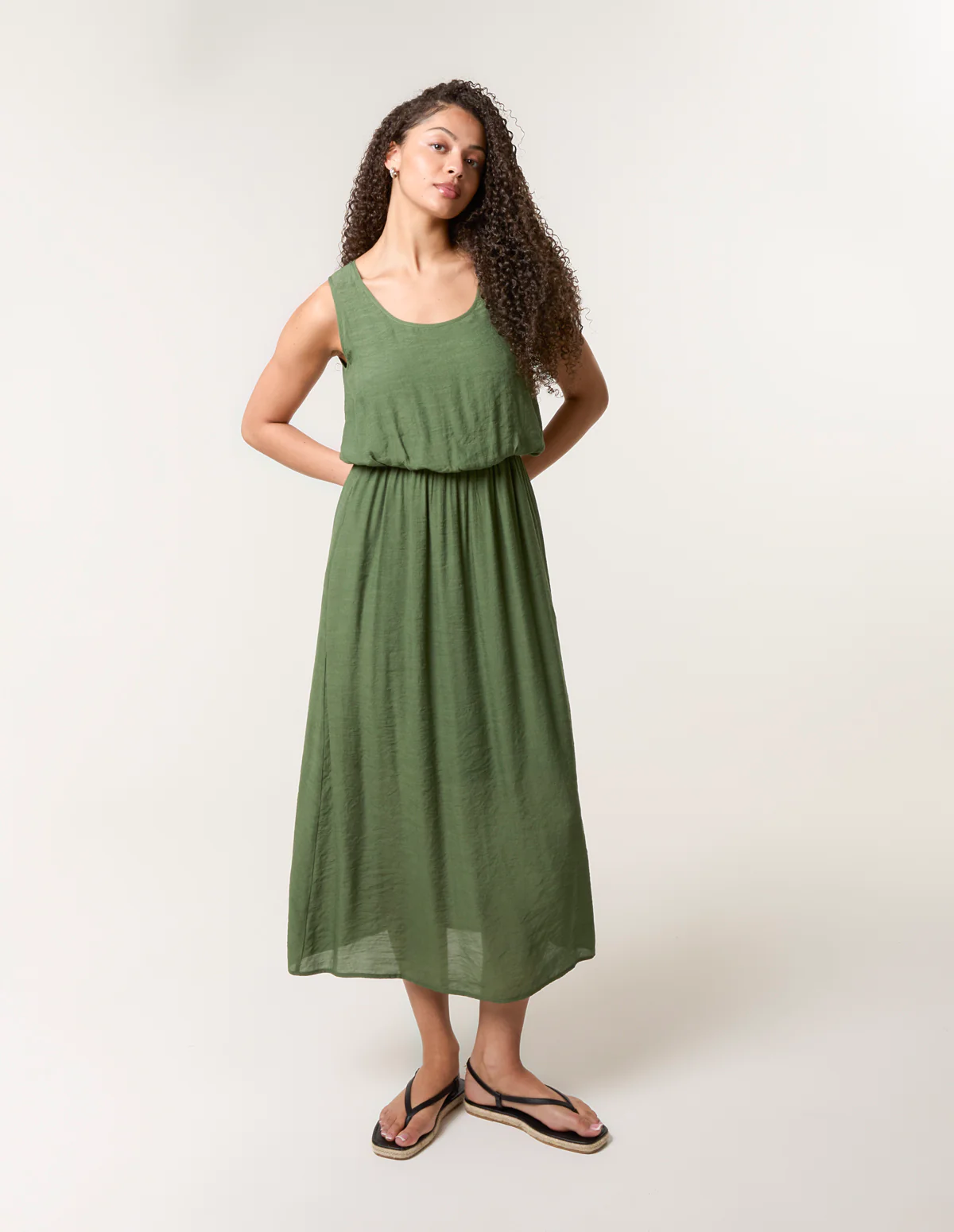 Plain Puff Ball Midi Dress - Image 3