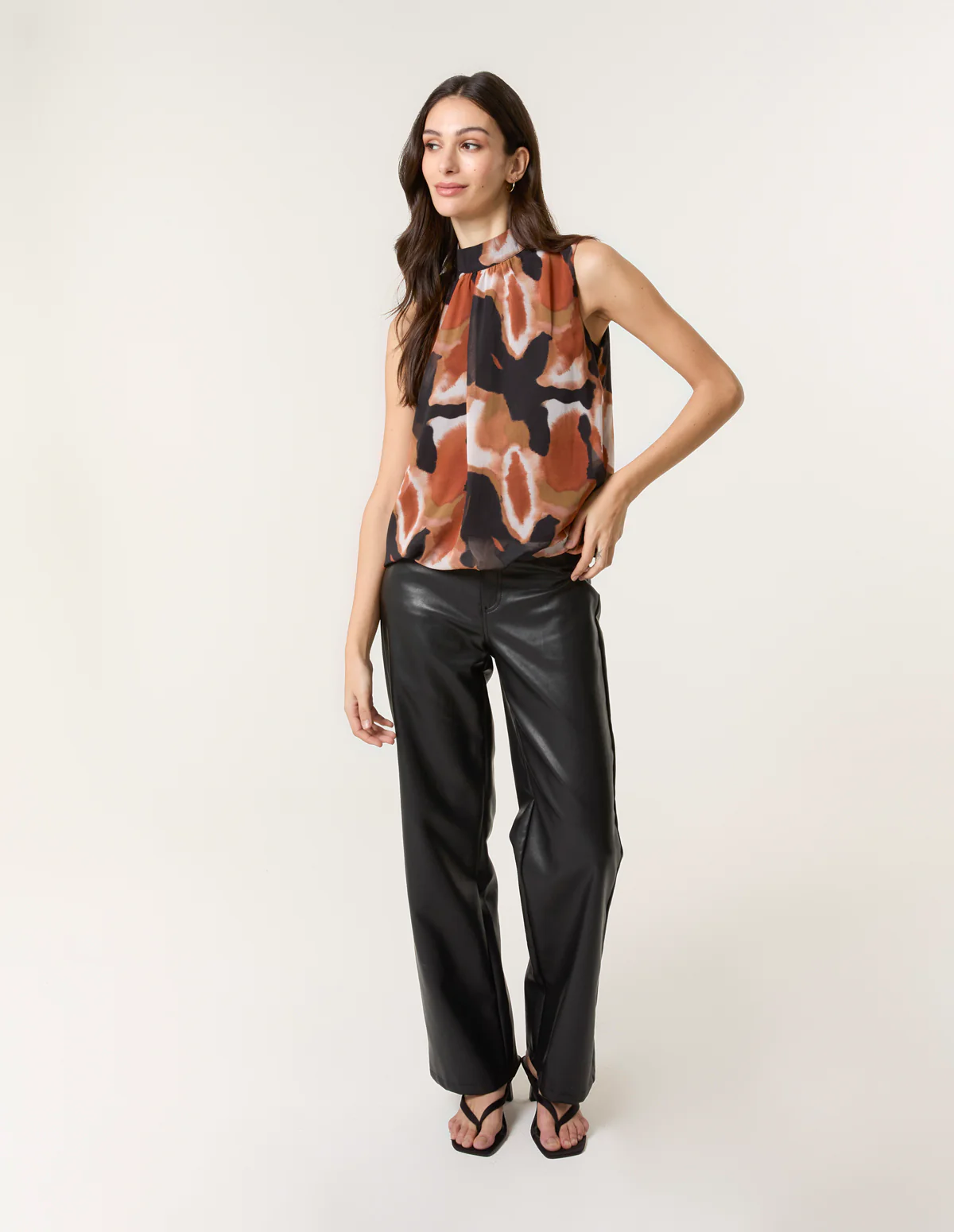 Printed Sleeveless Puff Hem Blouse - Image 2