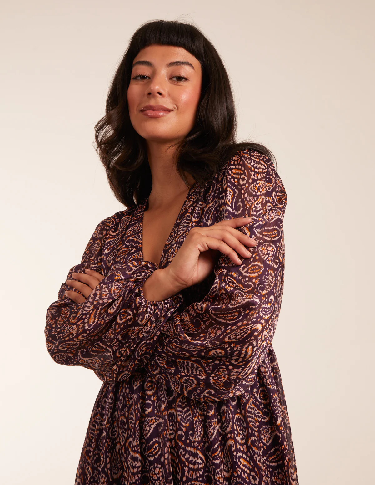 Paisley Printed Shirred Waist Maxi Dress - Image 2