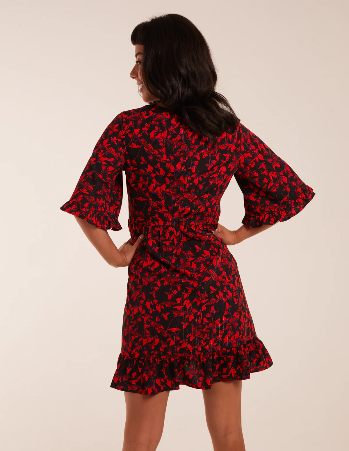 Floral Frill Hem Swing Mini Dress - Image 4