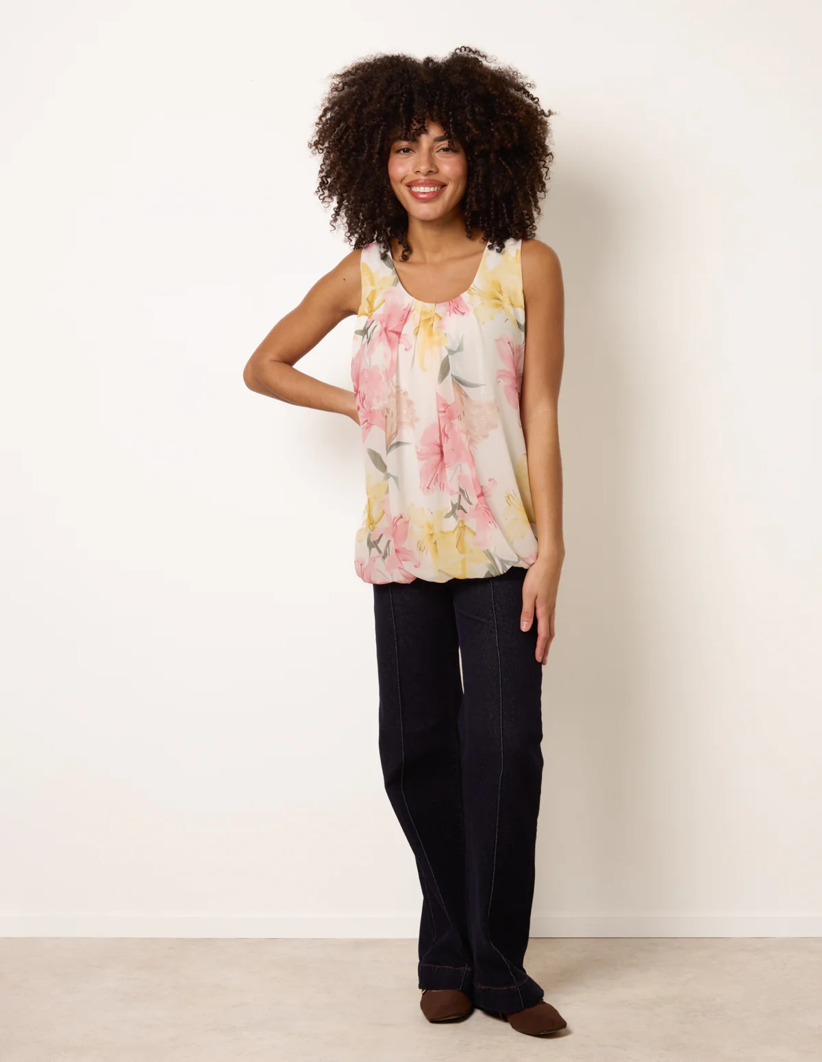 Scoop Neck Puffball Sleeveless Top - Image 3