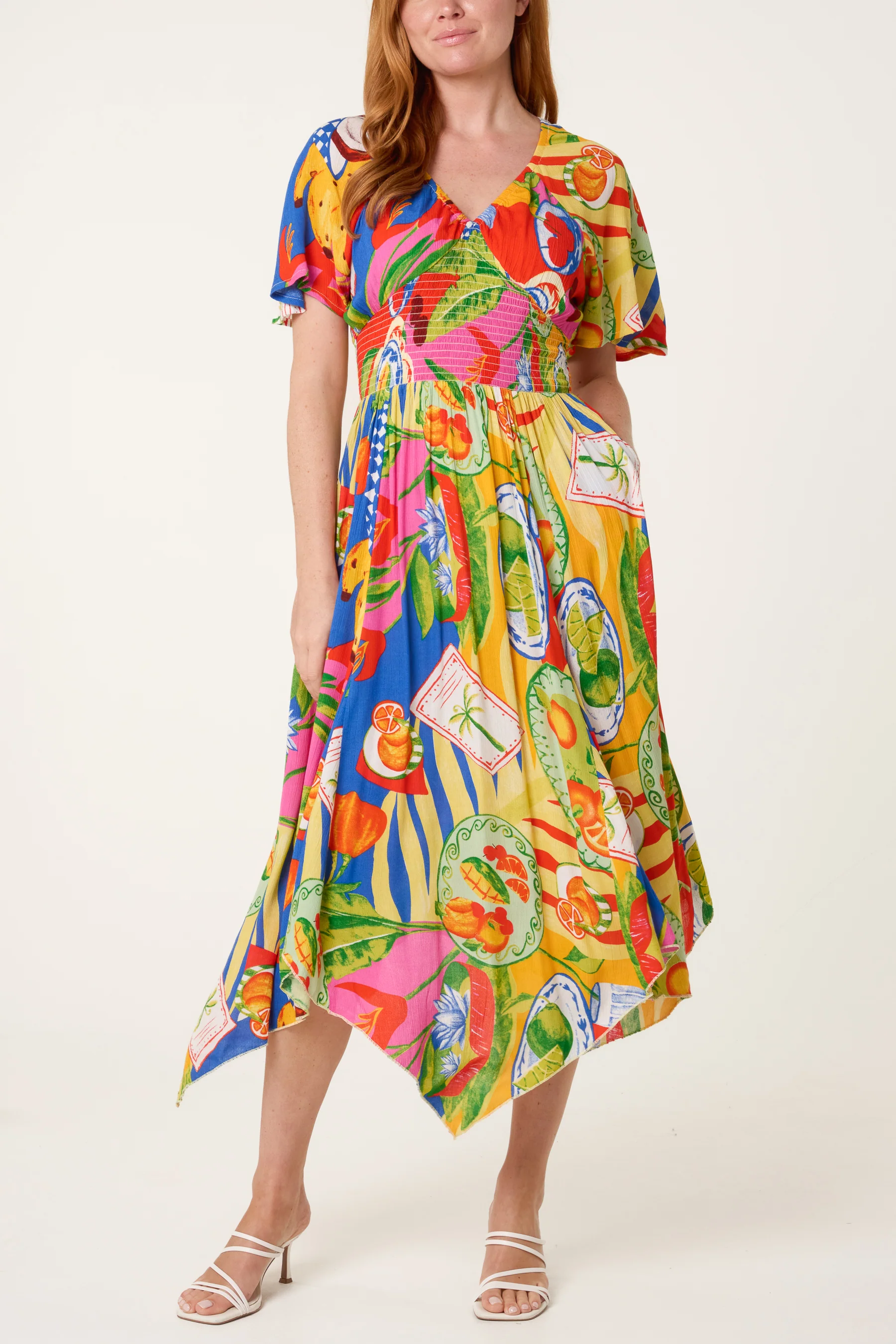 Shirred Waist Hanky Hem Dress - Image 3
