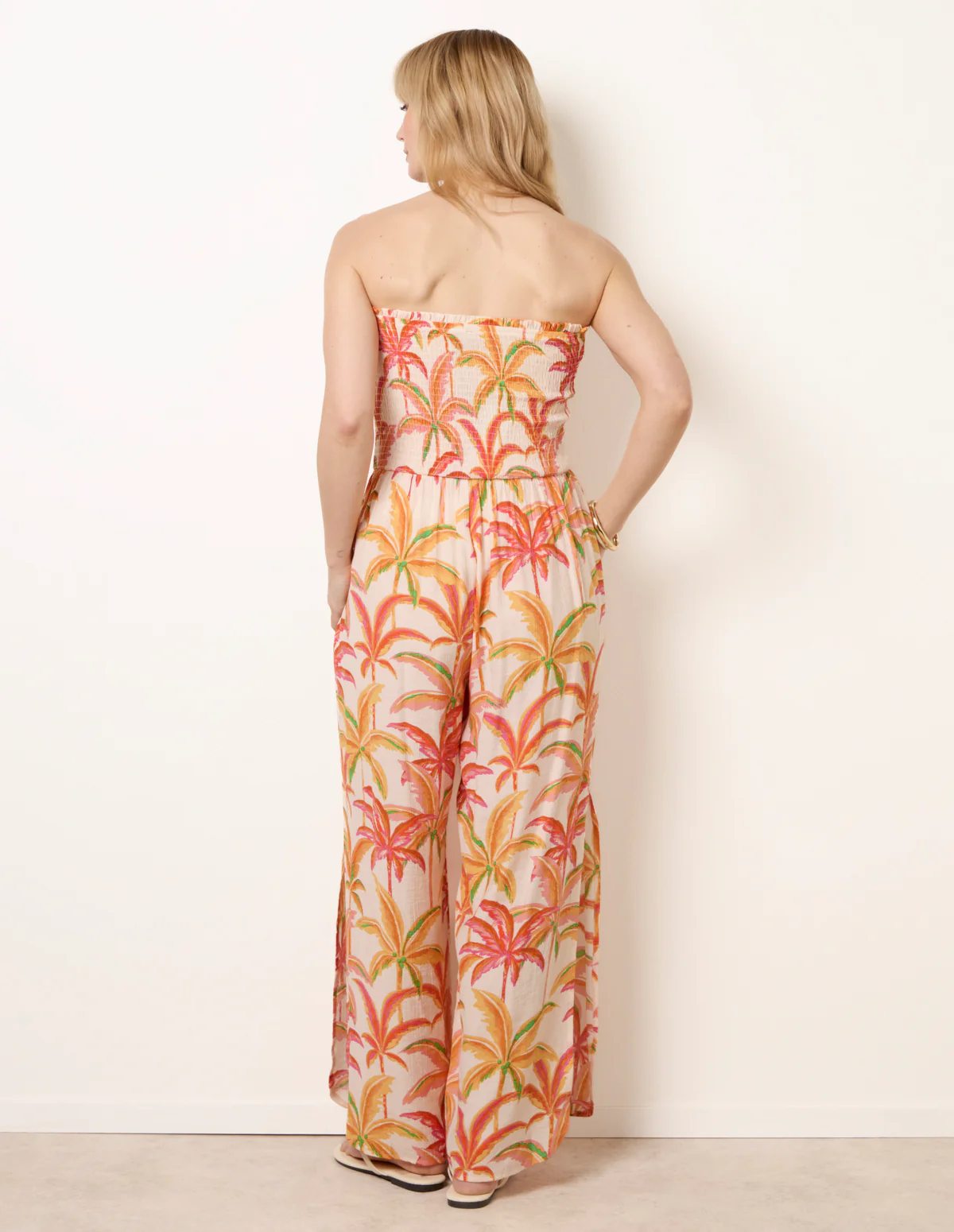 Side Split Flare Leg Tropical Jumpsuit - Image 4