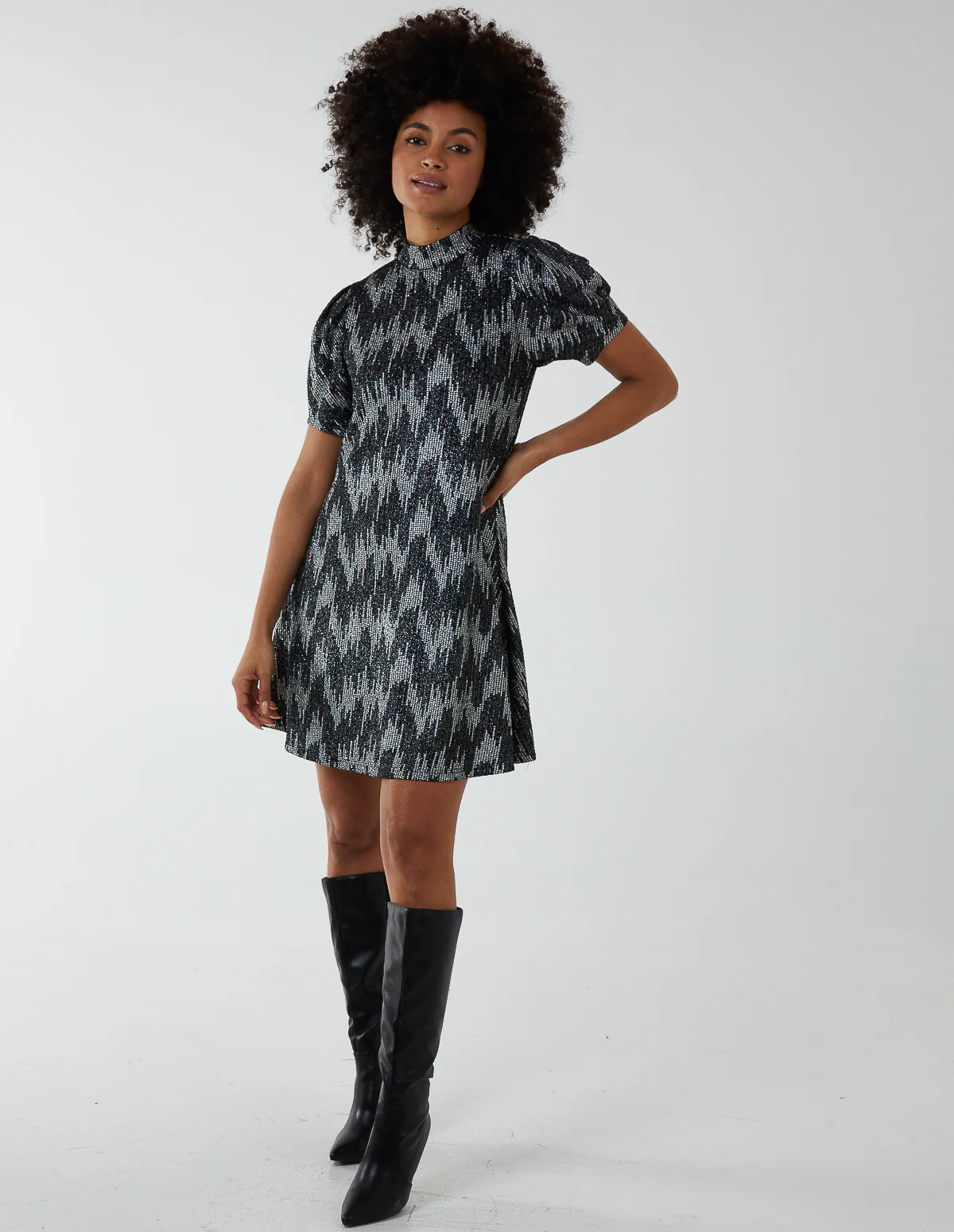 Puff Sleeve Swing Dress