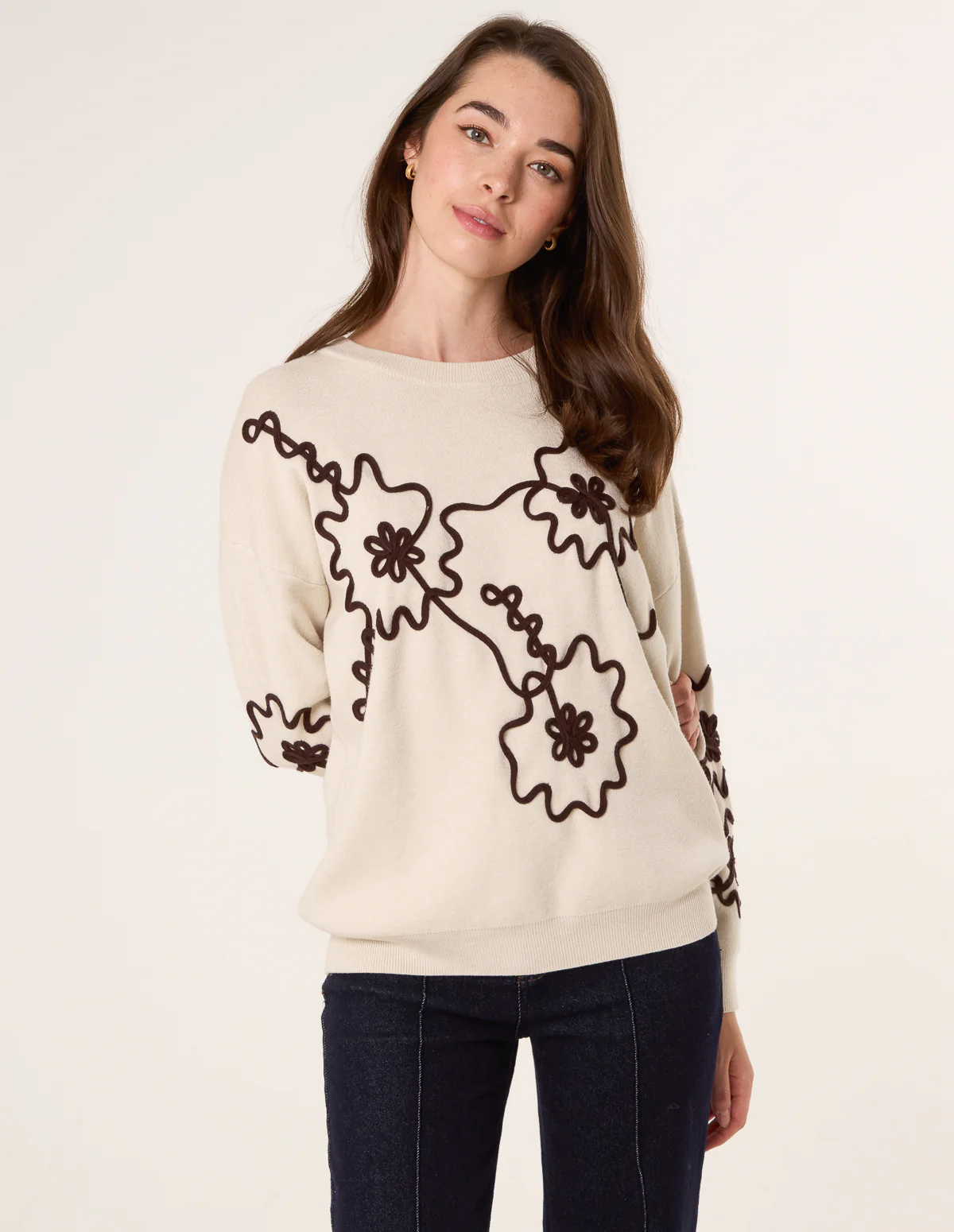 Floral Embroidery Detailed Jumper