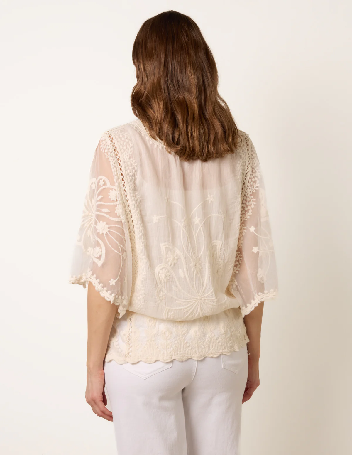 Floral Lace Butterfly Sleeve Blouse - Image 4
