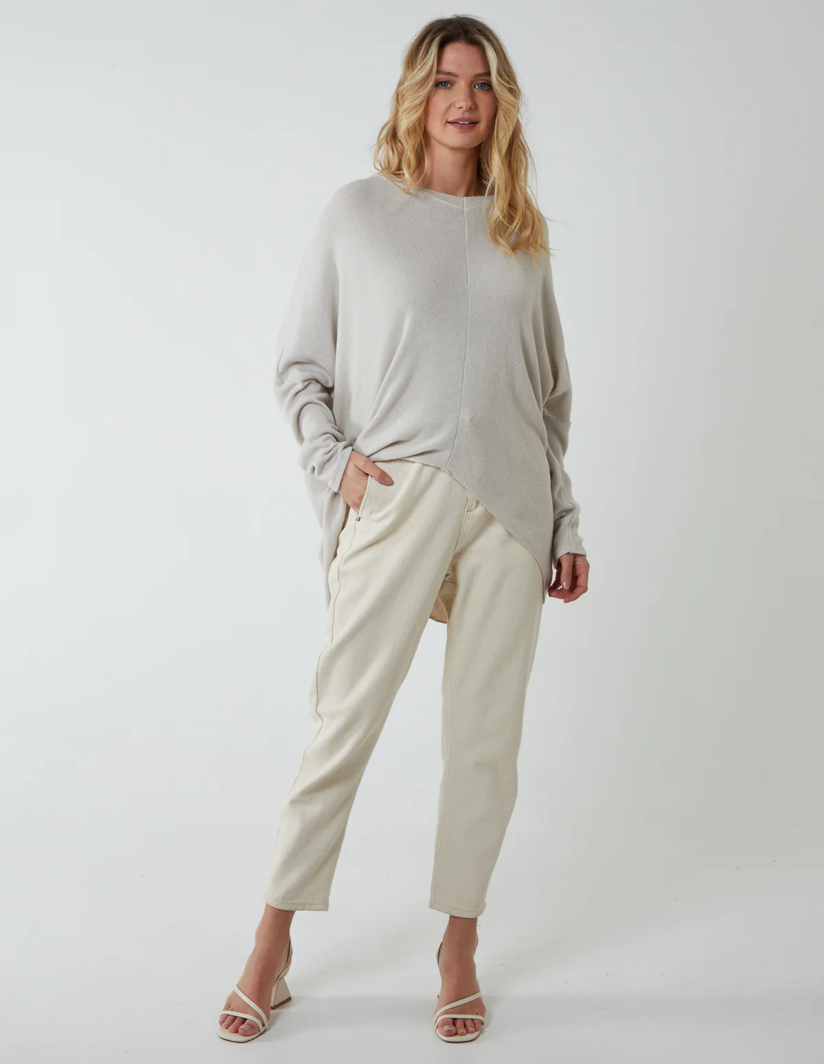 V Neck Front Cut And Sew Soft Knit Jumper - Image 3