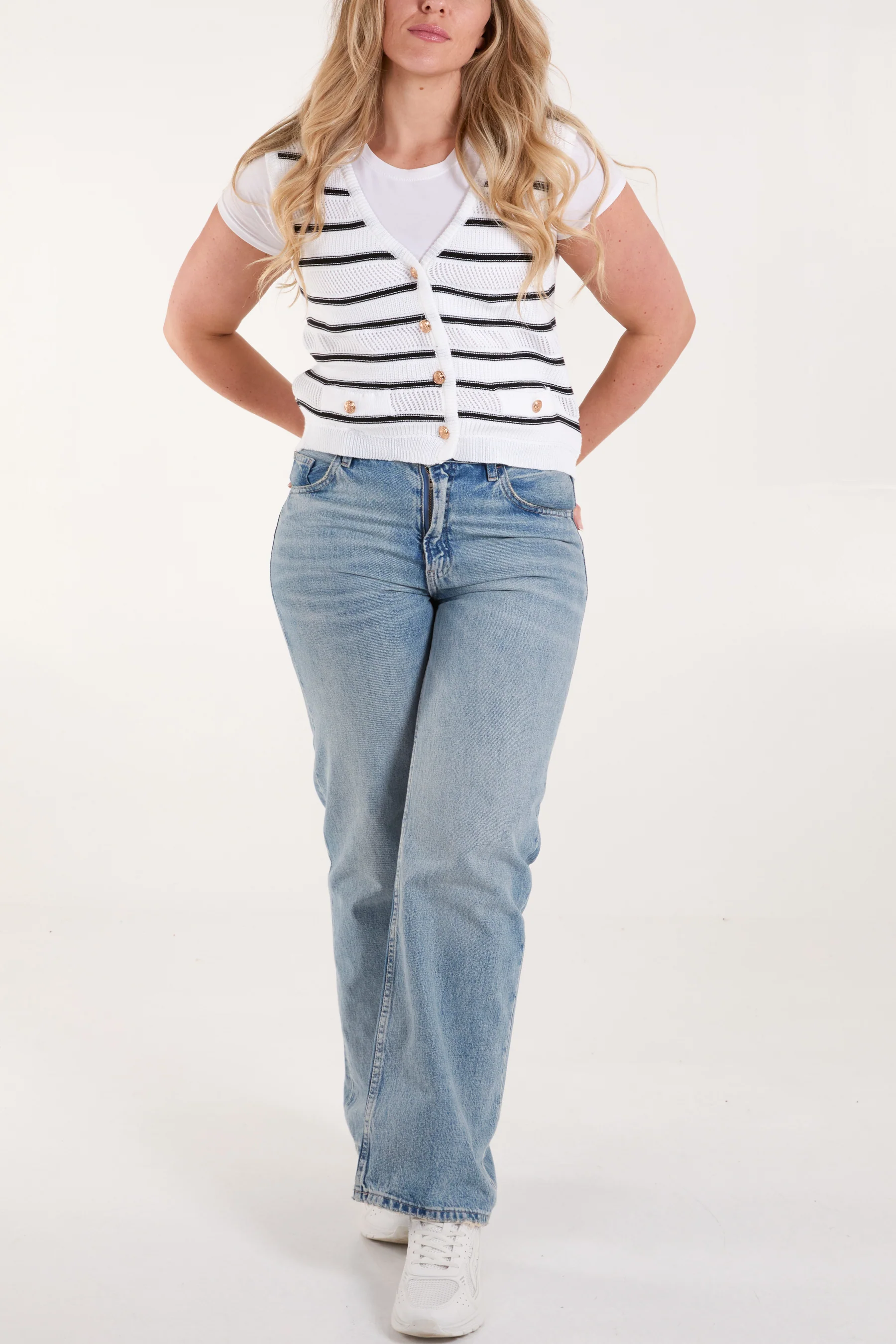 Stripe Sleeveless Knit Vest - Image 4