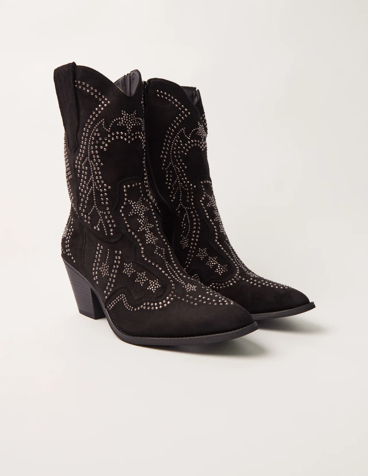 Studded Mid Length Diamante Cowboy Boots
