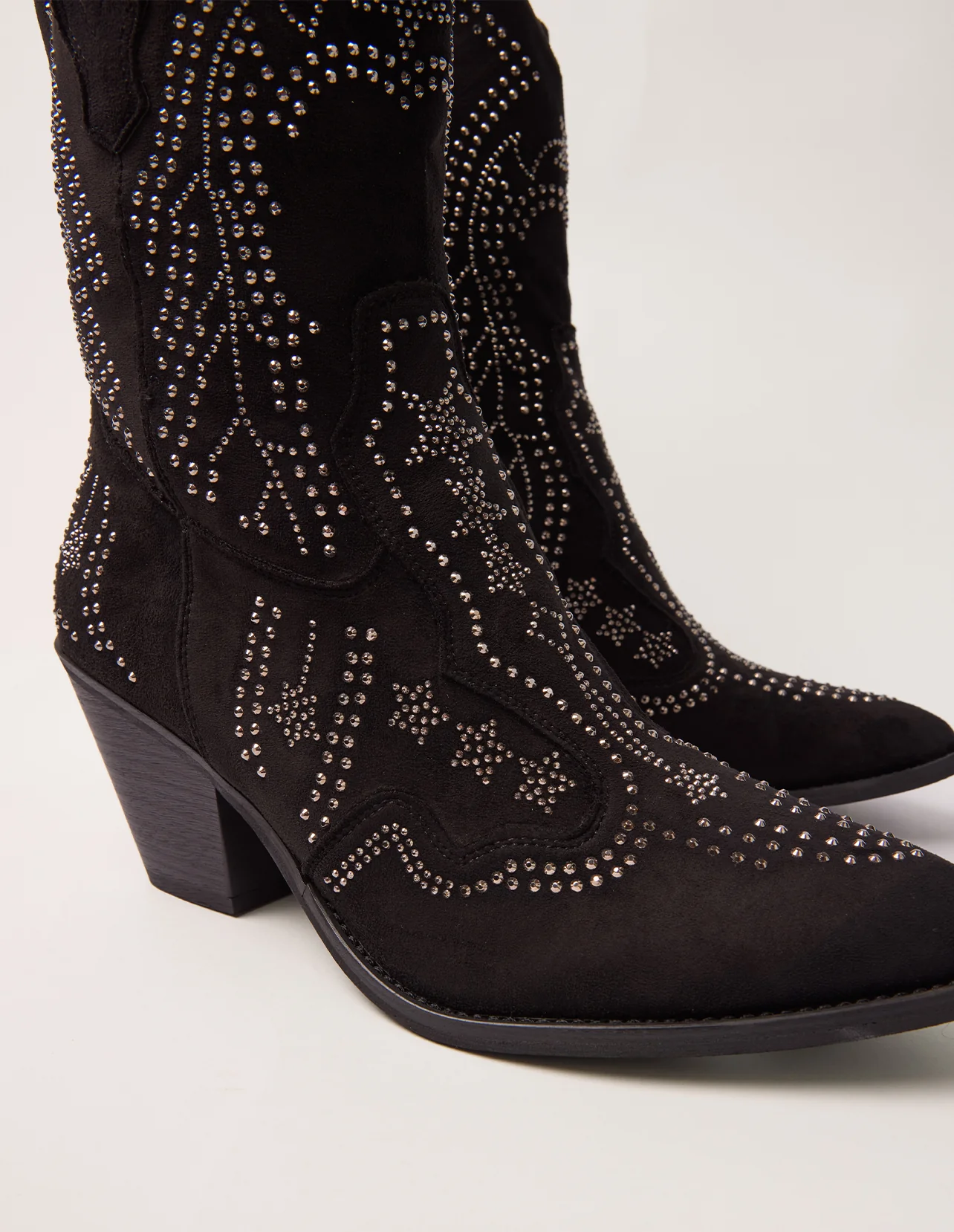 Studded Mid Length Diamante Cowboy Boots - Image 3
