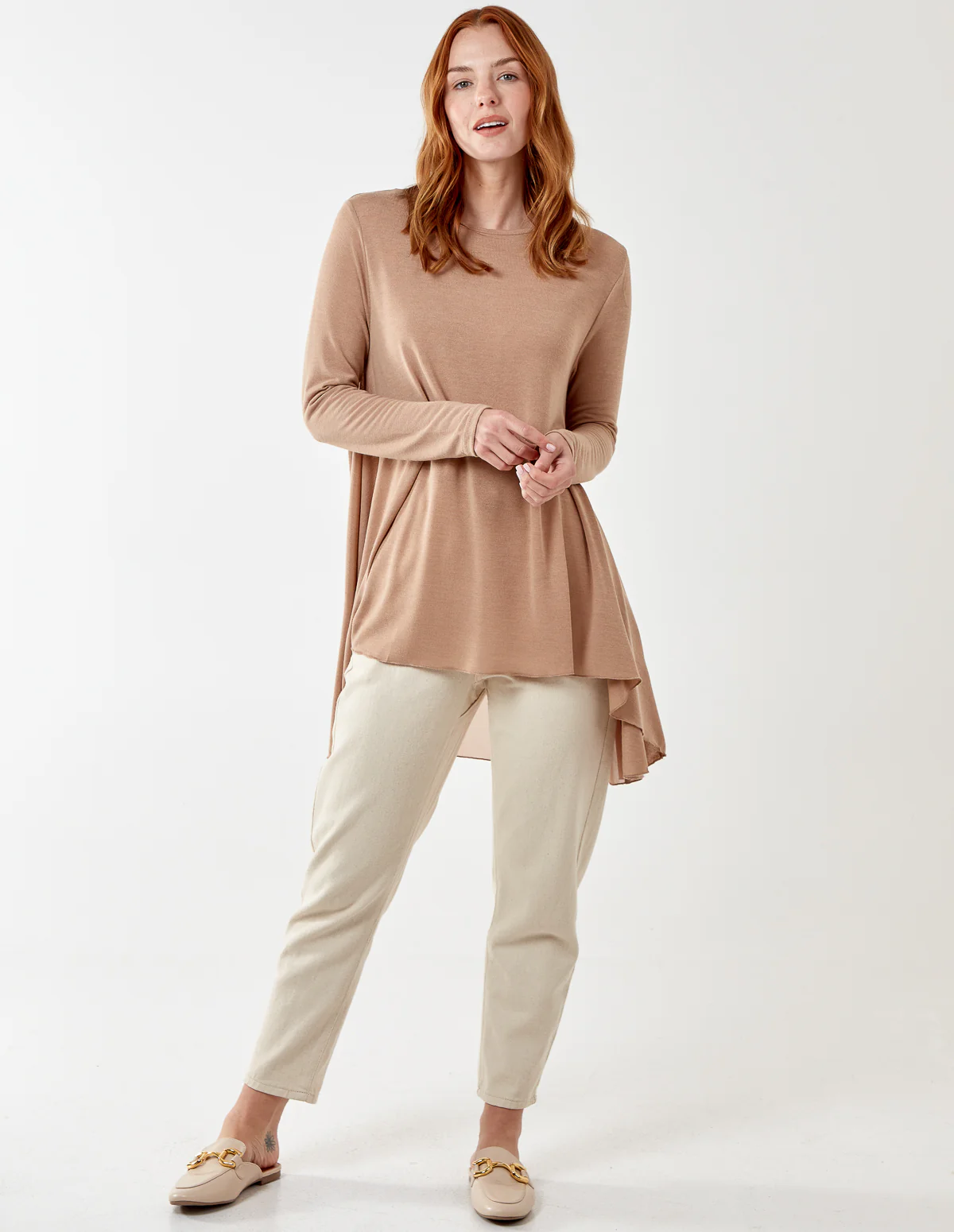 Dipped Hem Sheer Back Tunic - Image 2