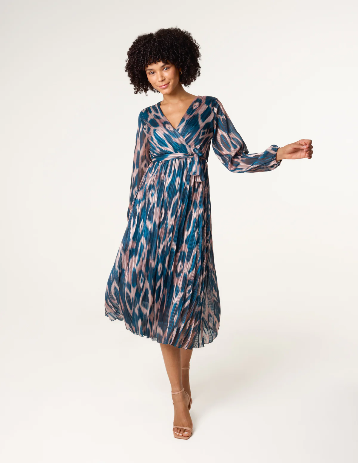 Crossover Metallic Pleated Dress - Image 2