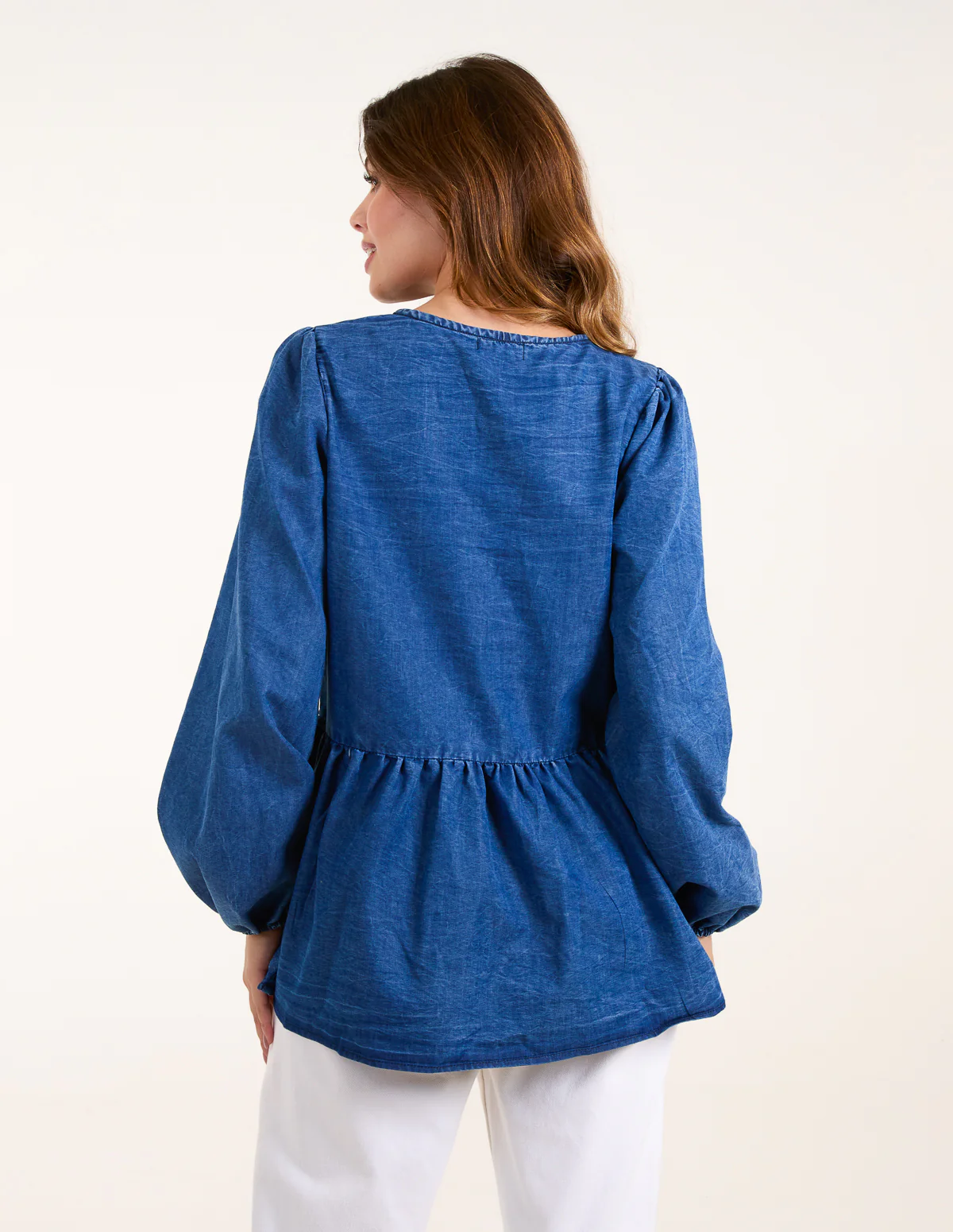 Tie Front Chambray Blouse - Image 4