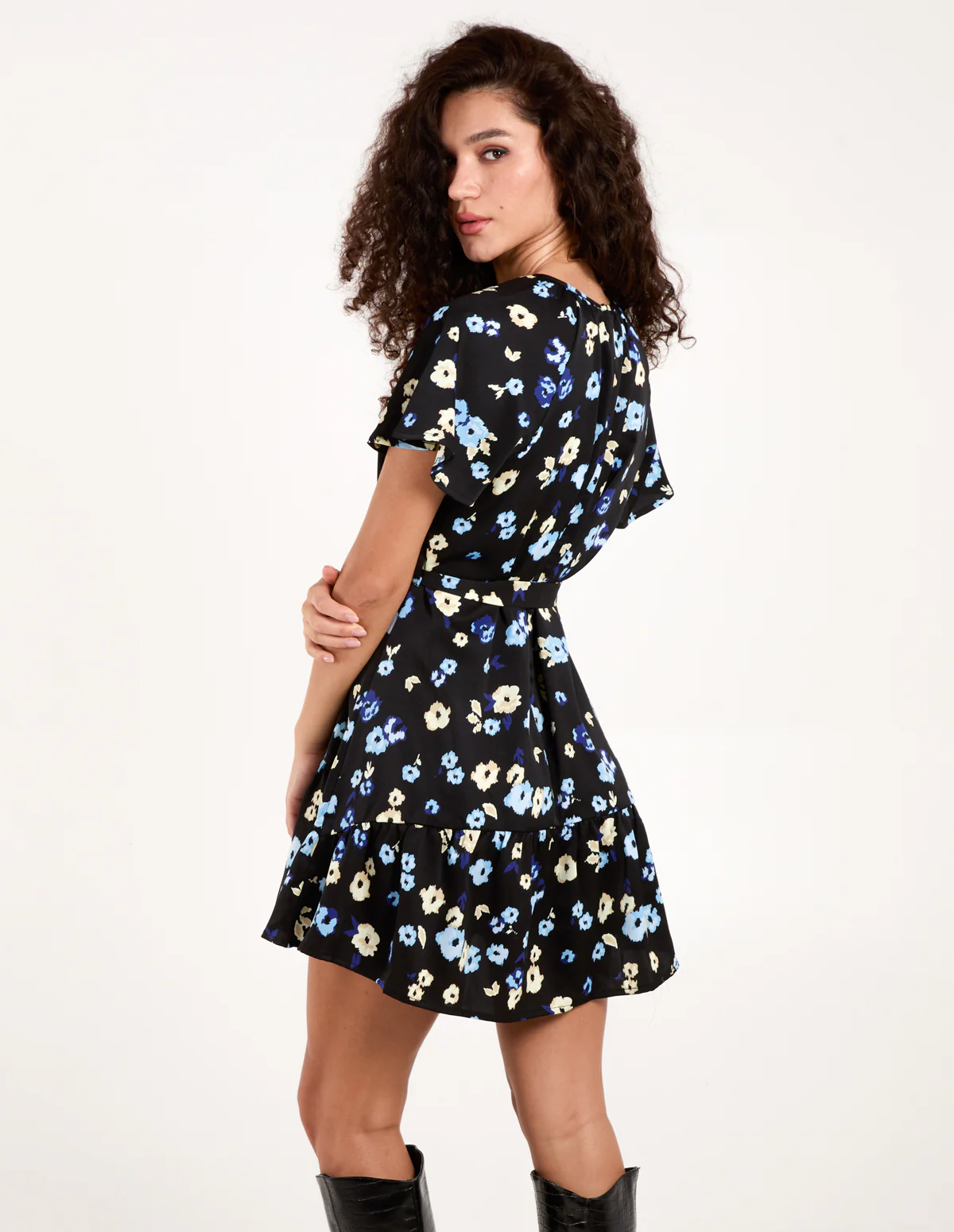 Tie Waist Floral Mini Dress - Image 4