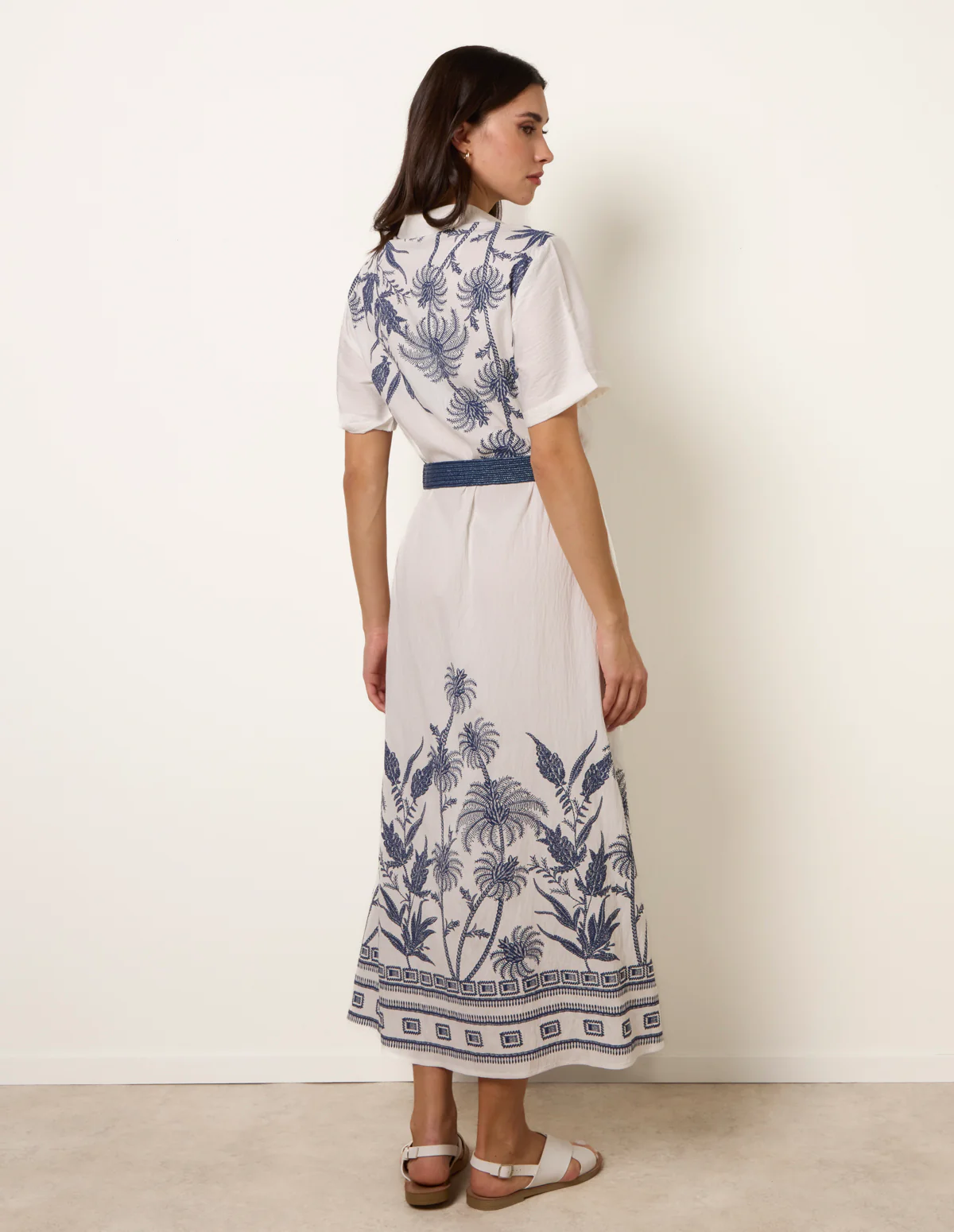 Tropical Palm Embroidery Dress - Image 4