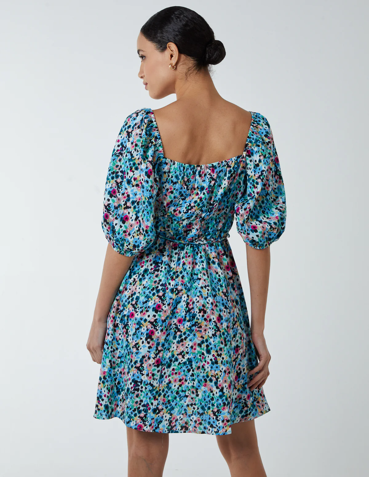 Square Neck Milkmaid Puff Sleeve Mini Dress - Image 4