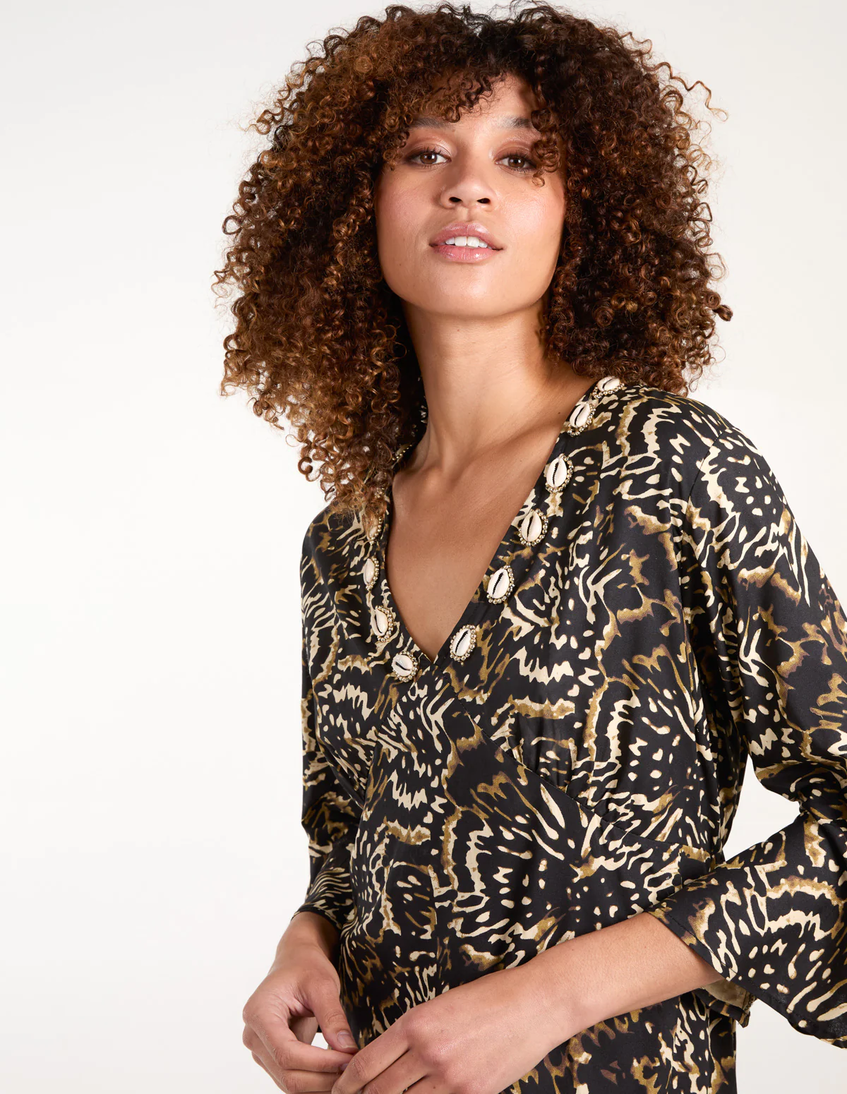 V Neck Shell Midi Dress - Image 2
