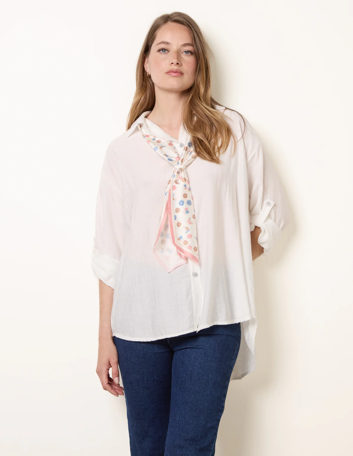 Scarf Viscose Crinkle Shirt