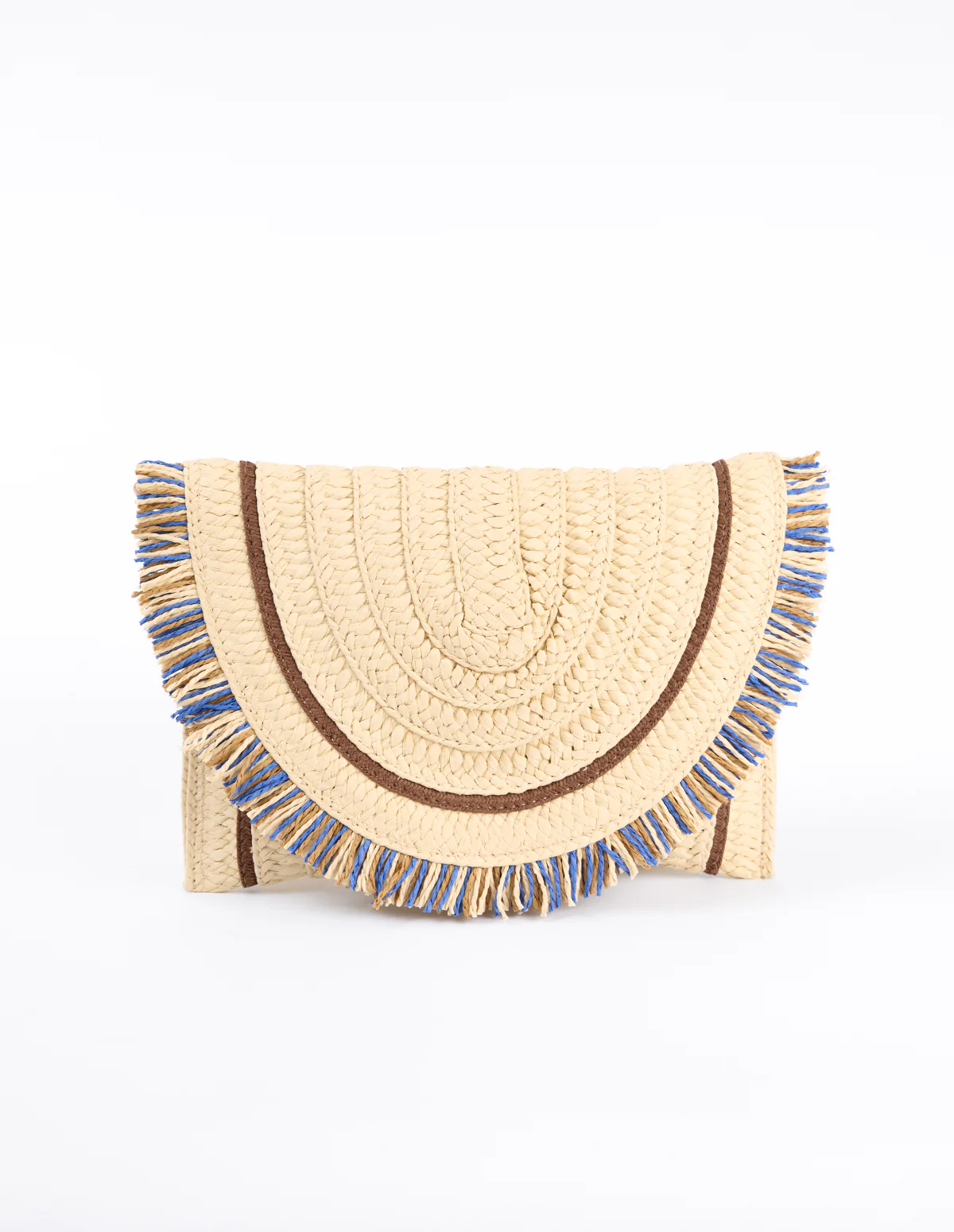 Woven Fringe Detail Clutch Bag With Attachable Strap - Image 4