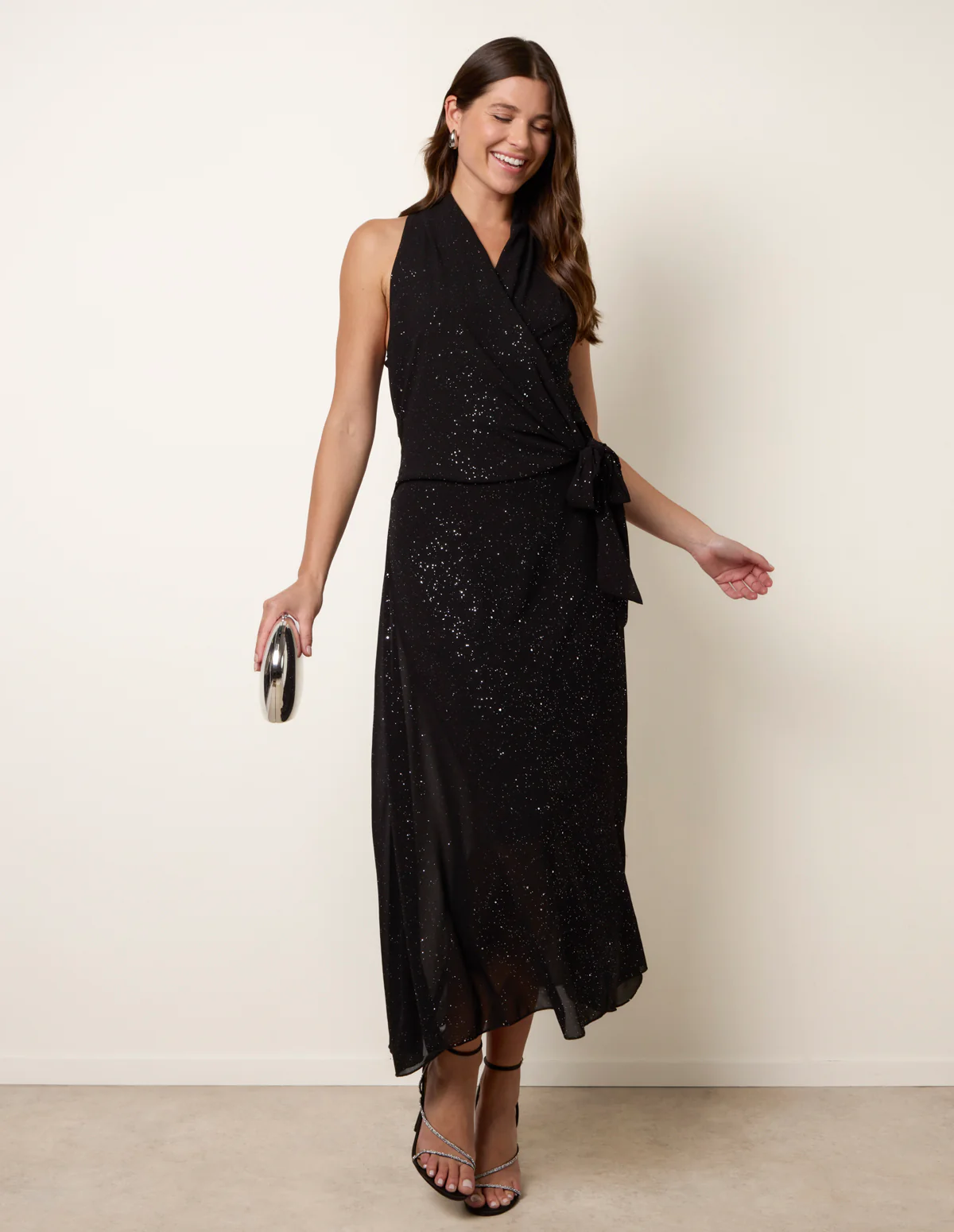 Wrap Knit Halter Shape Dress